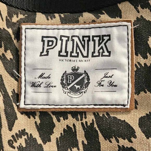 Vintage PINK by Victoria’s Secret Large Leopard Weekender Canvas Tote Bag - Picture 9 of 16